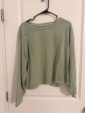 GAP SET-LOUNGE-Women's Long Sleeve Boxy Top and pants - Sage Green